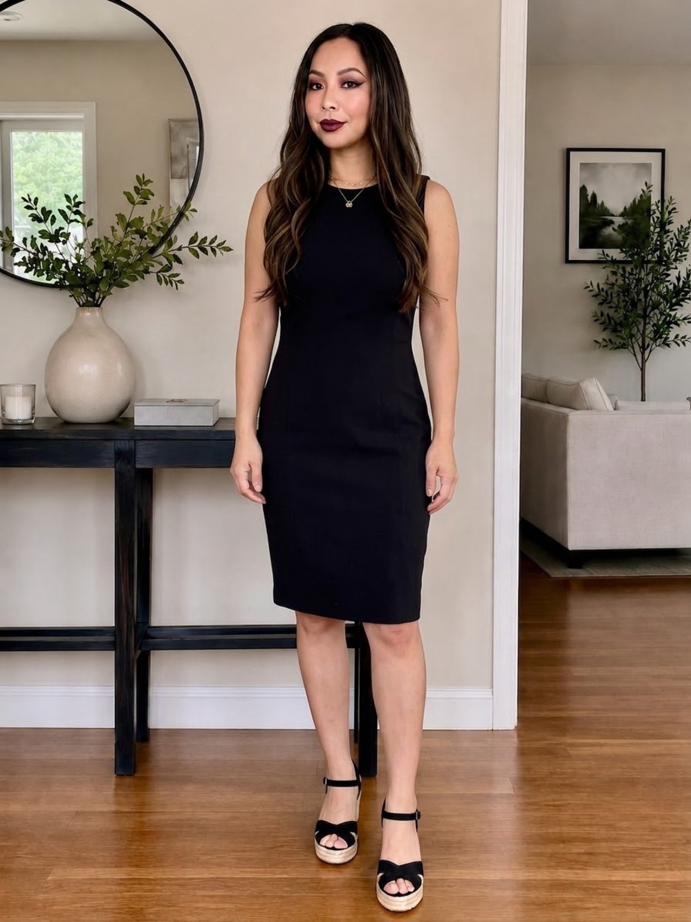 ANTONIO MELANI Black Sleeveless Midi Sheath Dress - Size 12